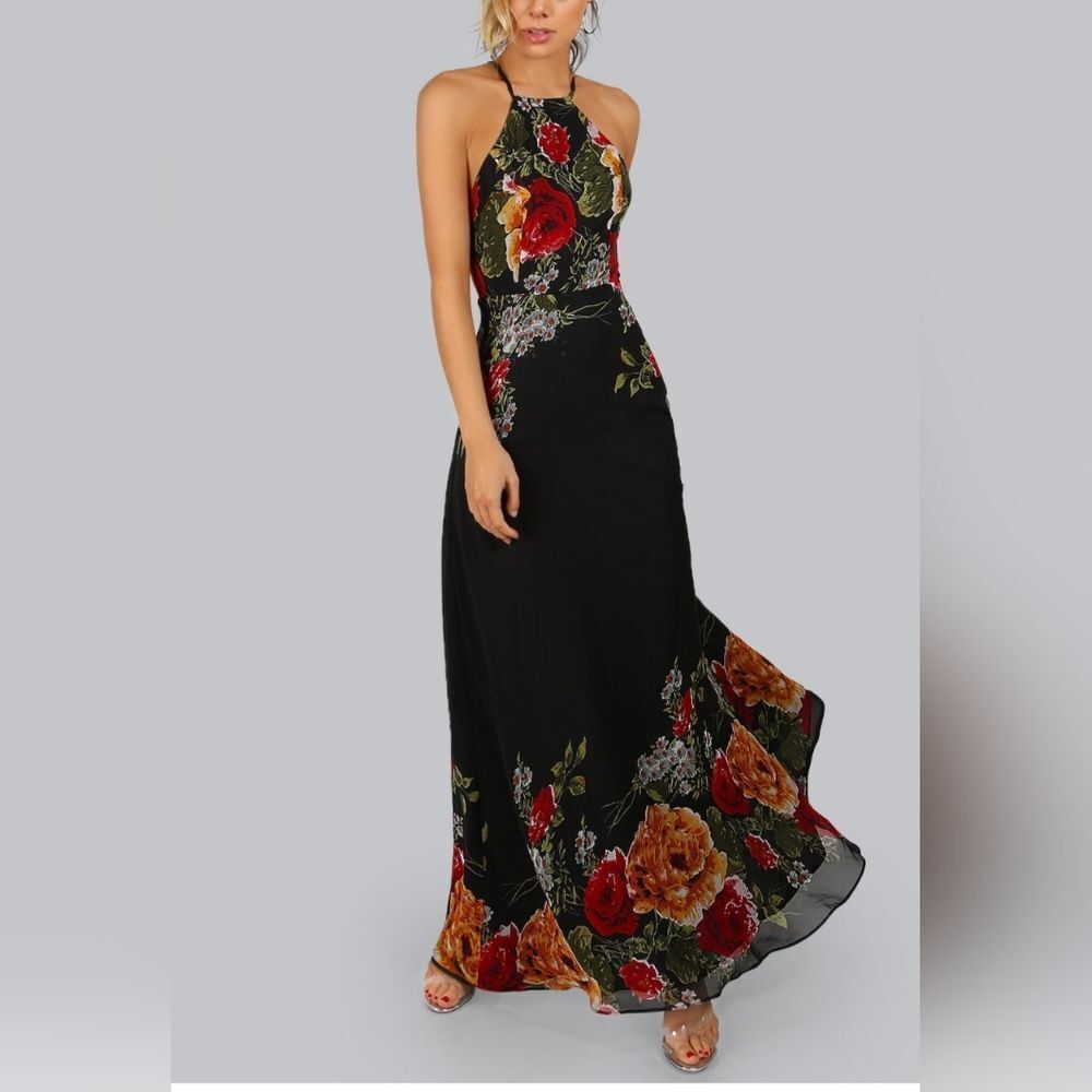 Floerns Dramatic Floral Maxi Dress. Evening. Occasion. Party